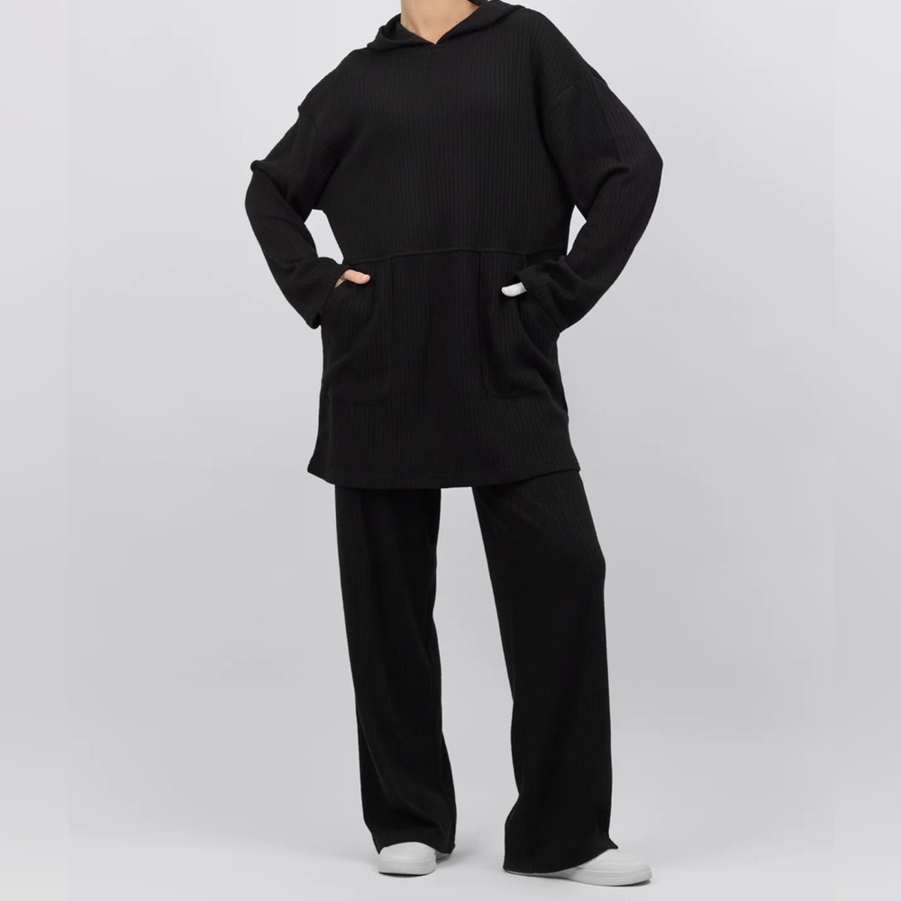Two piece hoodie and wide leg sweats lounge wear set